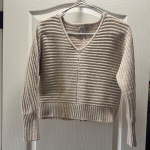 Sincerely Jules Ribbed V-Neck Sweater in Beige
